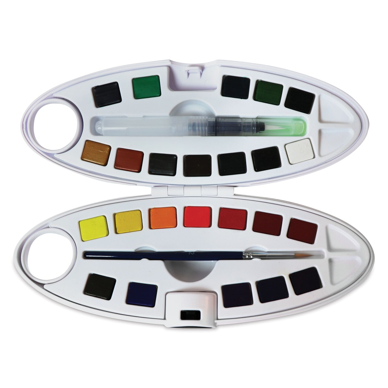 Pebeo Fine Watercolor Half Pan Set - Set of 24, Oval Plastic Case